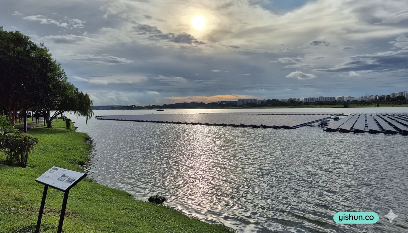 PROJECTED: AI impression of Lower Seletar Reservoir with floating solar farm (Note: this is only an impression)