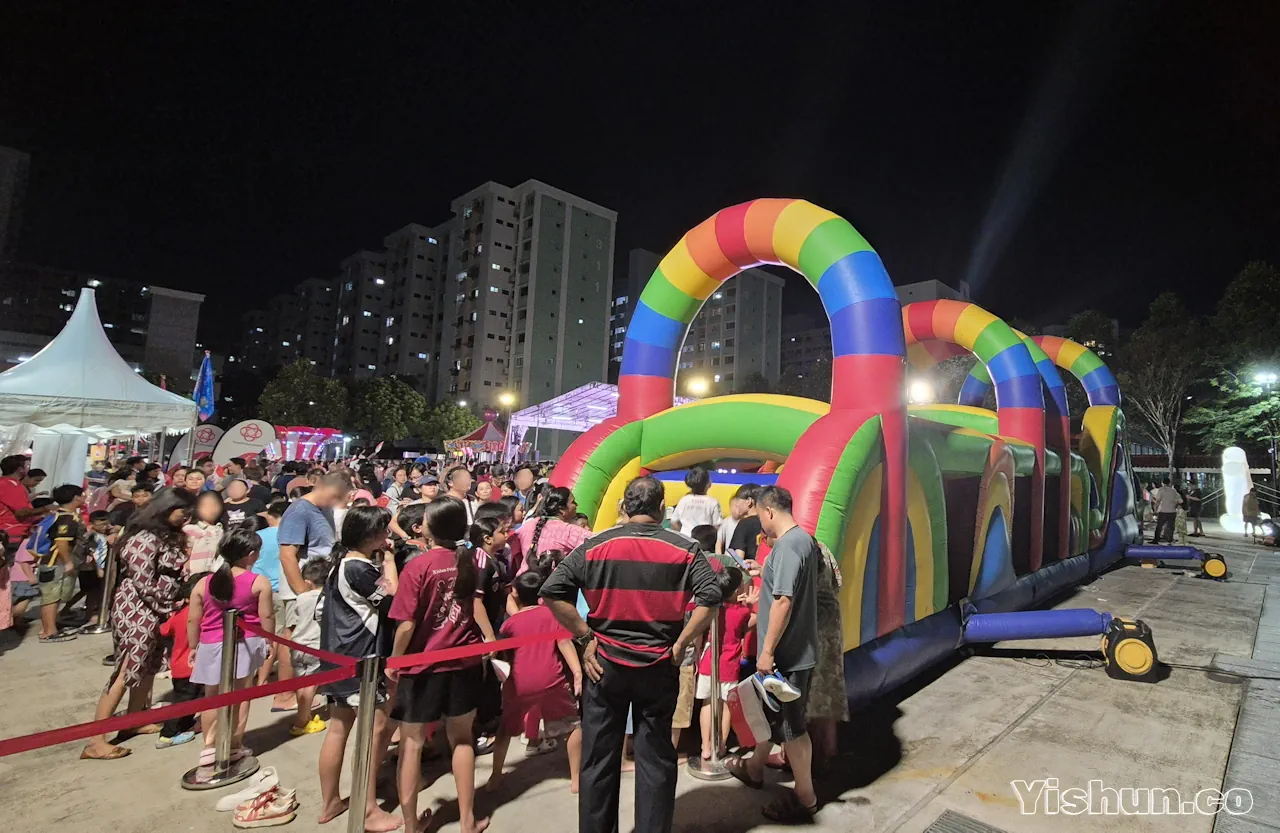Popular bouncy obstacle course at Nee Soon East NDP Carnival